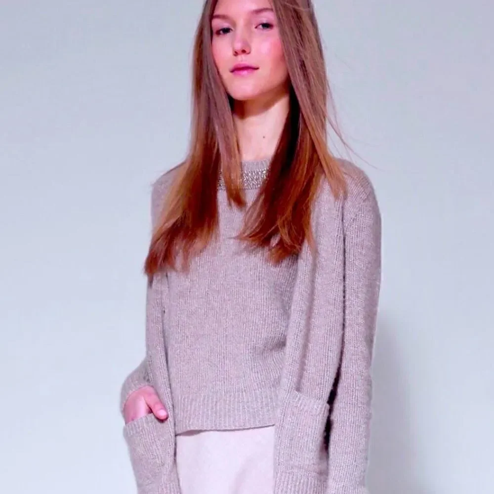 Ralph Lauren Pre-Fall ‘16 Hand Knit Embellished Jewel-neck Cashmere & Silk Shell